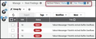 Clearing Active Filters - Active Filter Bar Location